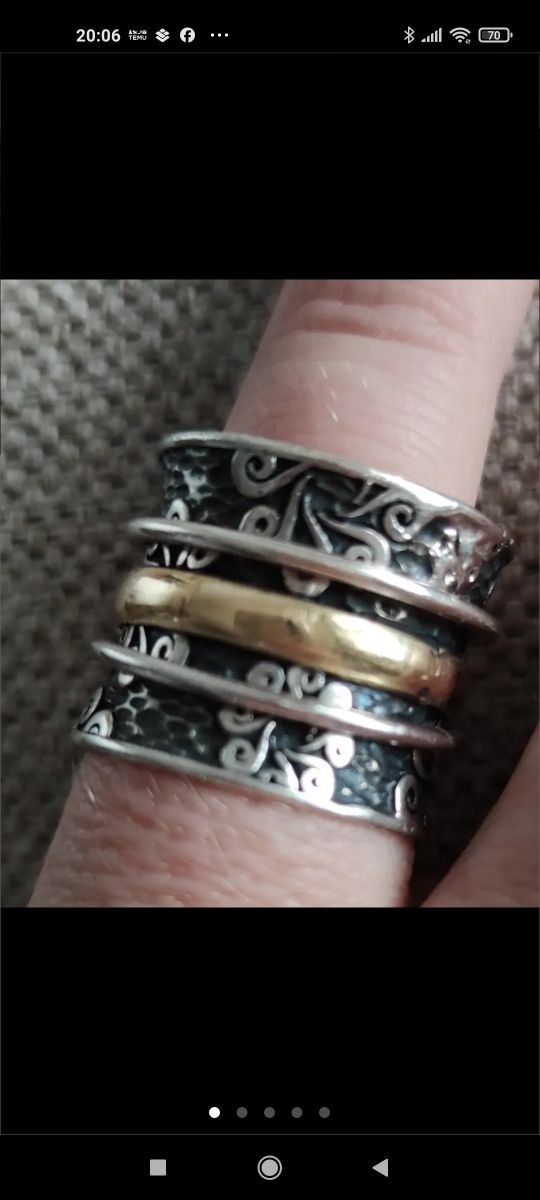 Anillo Bohemme ,ancho 21mm.,oro y plata