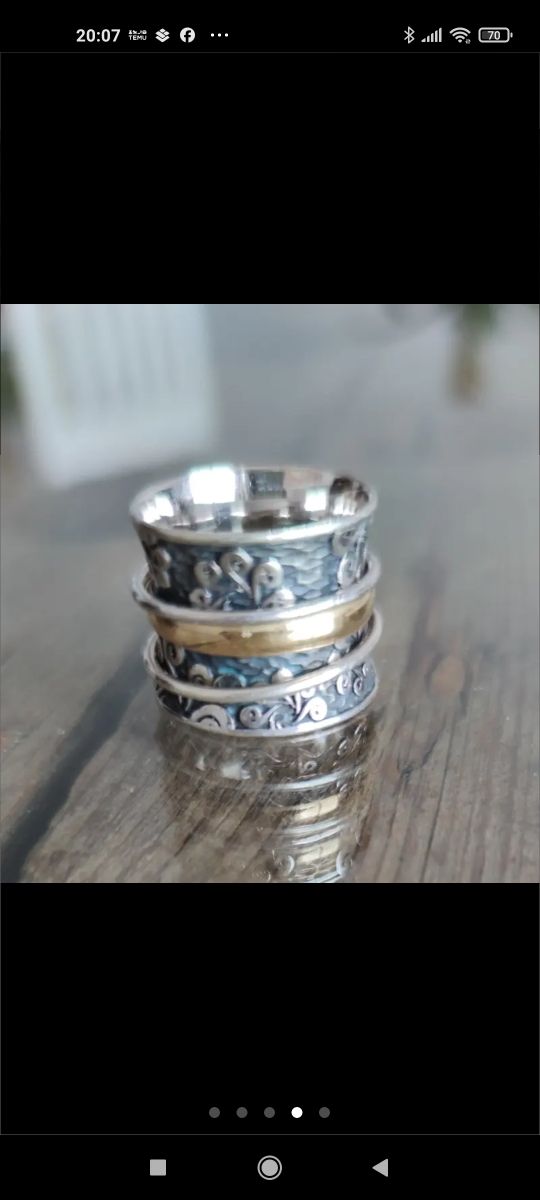 Anillo Bohemme ,ancho 21mm.,oro y plata