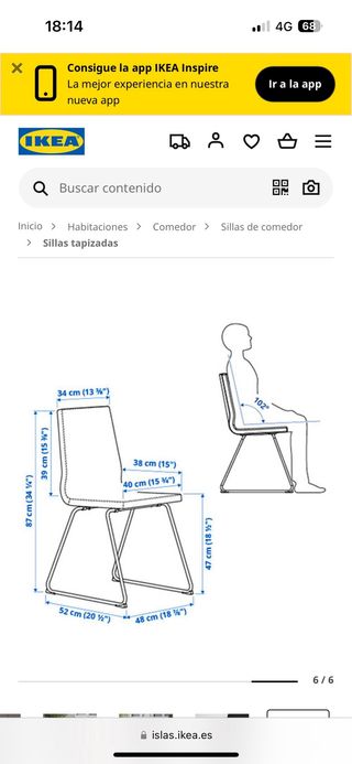 conjunto de 6 sillas de piel nuevas
