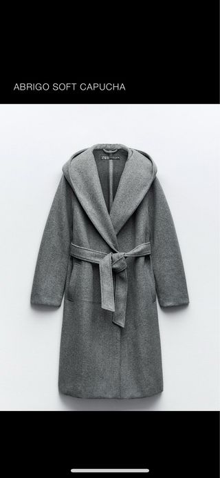 abrigo Zara con capucha gris NUEVO 