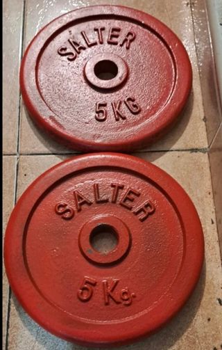 PESAS 46KG BARRA 150CM DISCOS SALTER 10K 5K 3K