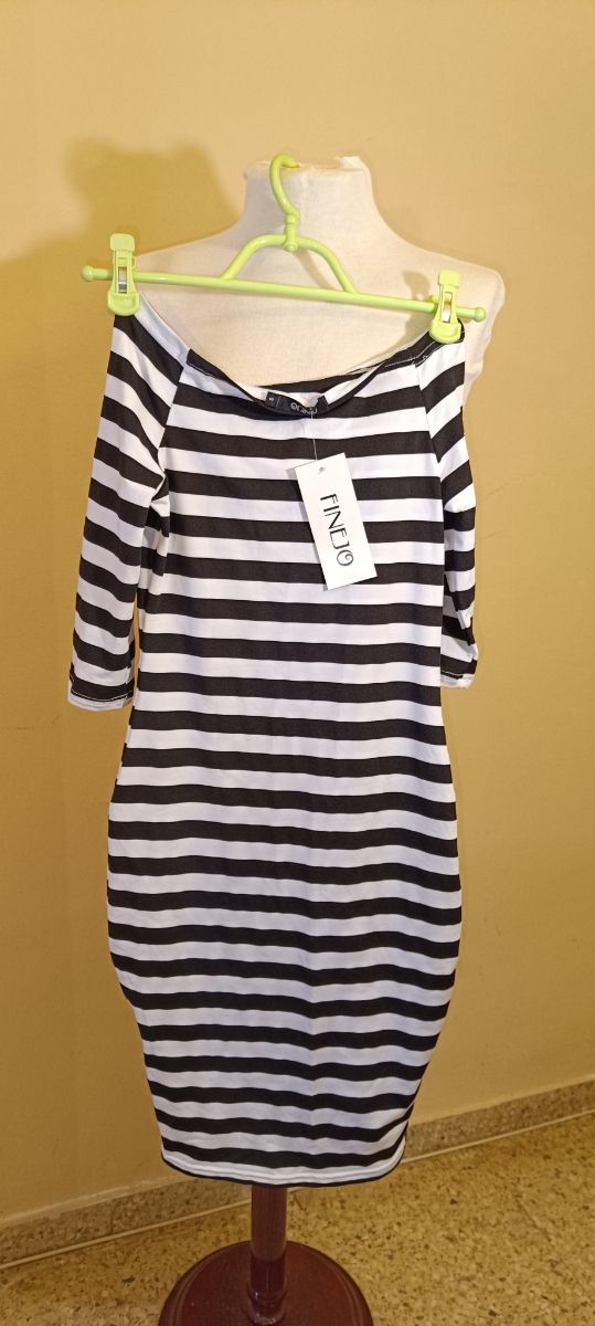 Vestido elástico a rayas, talla S, nuevo