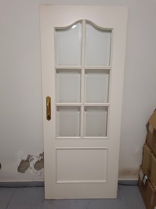 Puerta corredera madera blanca