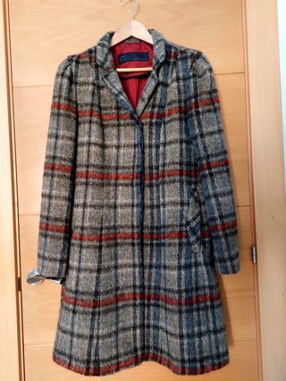 Abrigo de cuadros Zara Basic.Lana.