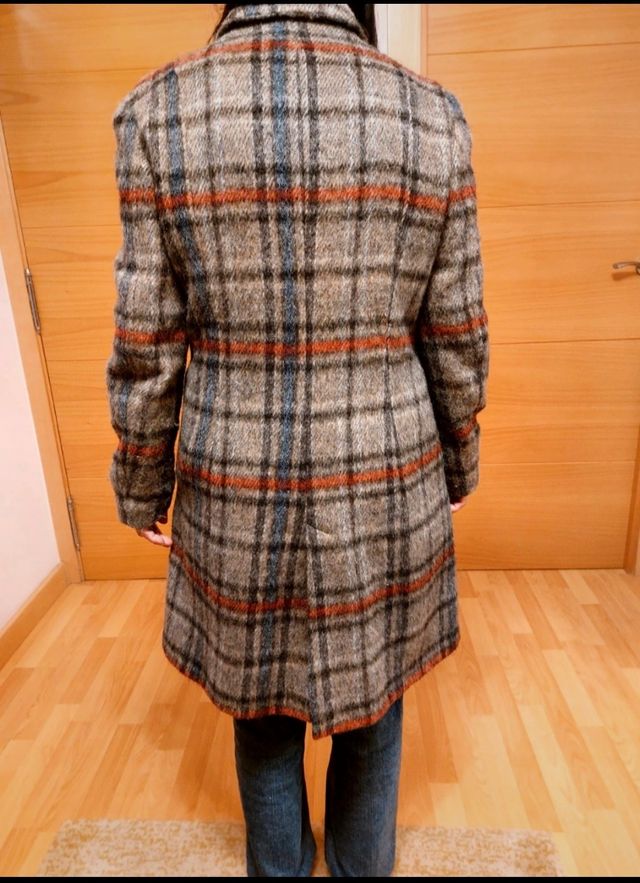 Abrigo de cuadros Zara Basic.Lana.