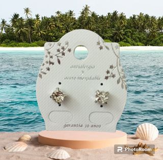 Pendientes plateado piedra blanca o aro con 🍓