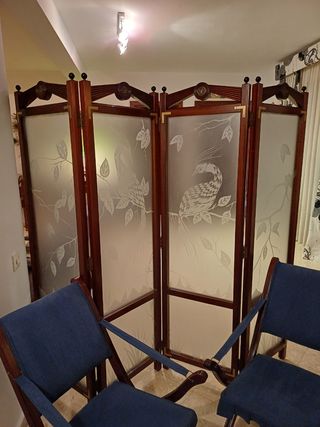 Biombo cristal tallado