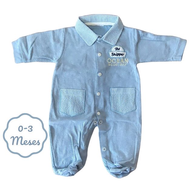 Babygrow Azul Xadrez 0-3 meses
