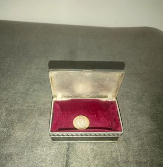 Antiguo joyero caja joyas francesa de estaño zinc