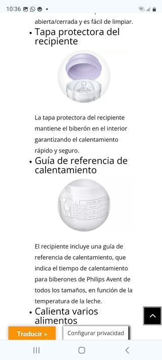 Calentador especial leche materna