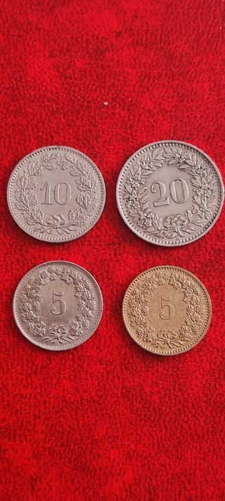 Lote 4 monedas de suiza 