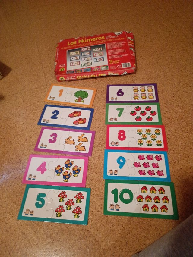 Los números. 10 puzzles de 2 piezas