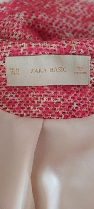Chaquetón 3/4 rosa jaspeado Zara