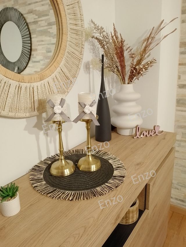 Juego de 2 velas con puntilla y lazo