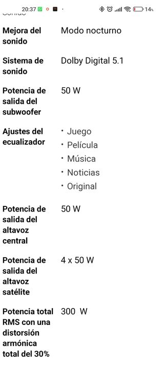 Sistema de cine en casa 5.1