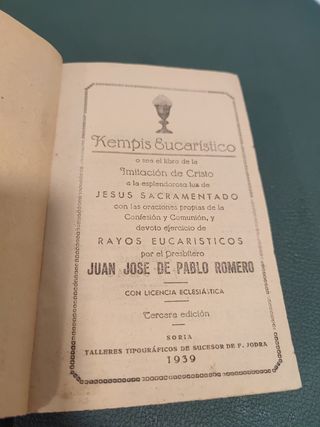 Antik libro religioso Kempis Eucaristico