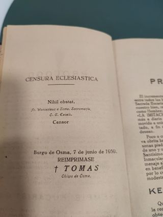 Antik libro religioso Kempis Eucaristico