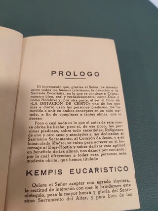 Antik libro religioso Kempis Eucaristico
