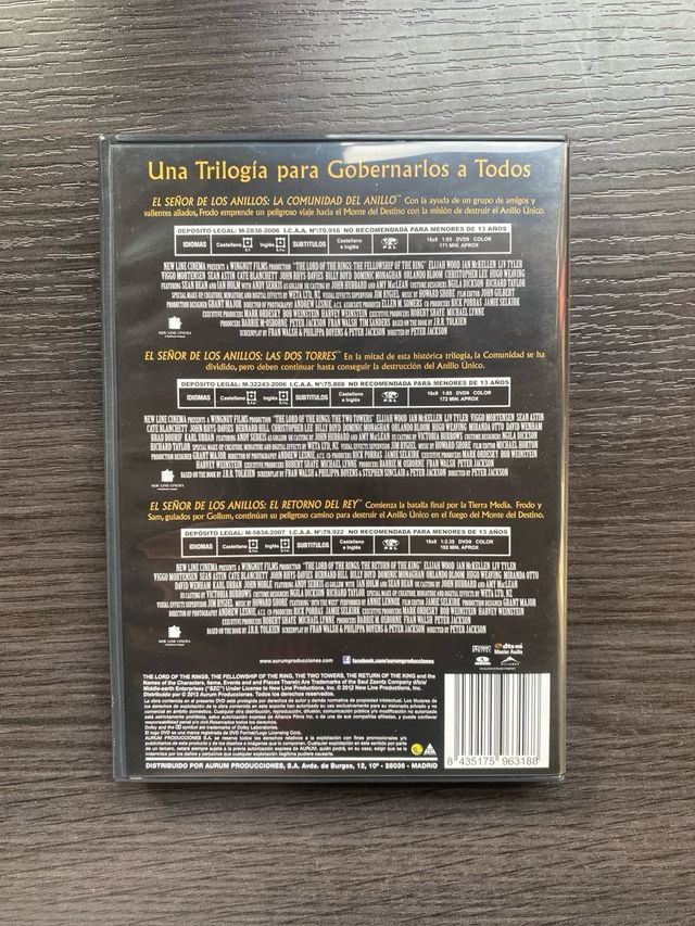 Trilogía El Señor de los Anillos DVD