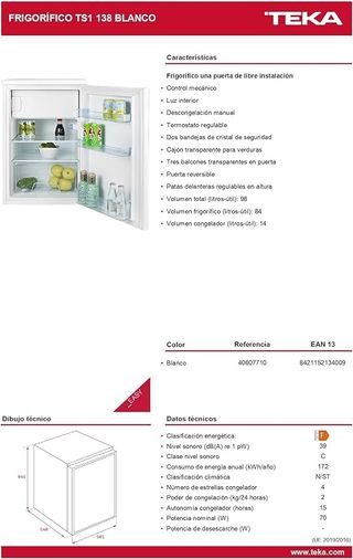 Nevera Frigorífico Teka TS1