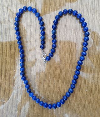 Collana nuova vere perle blu pietre dure