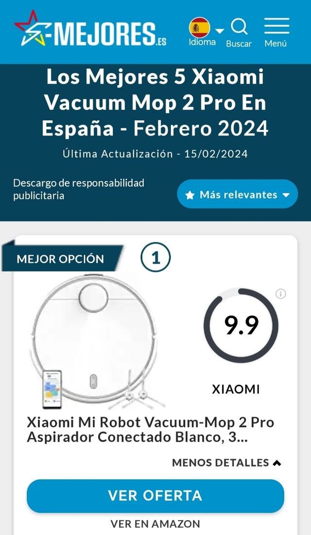 Xiaomi Mi Robot Vacuum-Mop 2 Pro. Aspira y friega