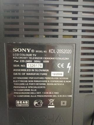 TELEVISIÓN  SONY 20"