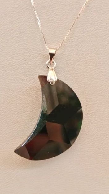 Colgante luna plata y Swarovski