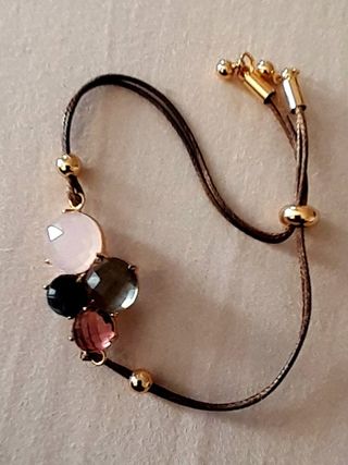 Pulsera con piedras montadas en chapado oro 18Kgp