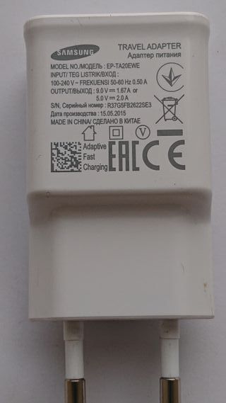 Cargador original Samsung 5V 2.0A / 9V 1.67A