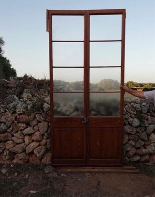 puerta antigua 2 hojas cristalea