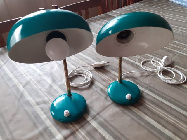 Coppia di flessografi metallici, anticati, verdi