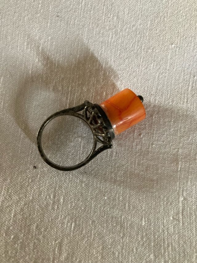 Anello Nepal argento e corallo