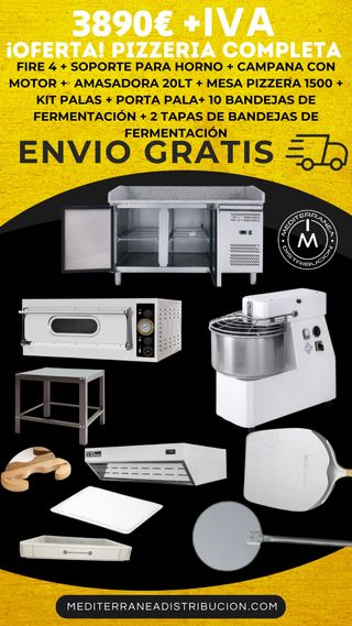 HORNO PARA PIZZA+ AMASADORA +MESA +PALAS + CAMPANA