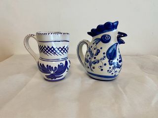 coppia di piccole brocche in ceramica artigianale 