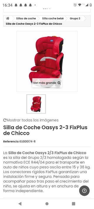 URGE lote Dos sillas auto Chicco modelo oasys2.3