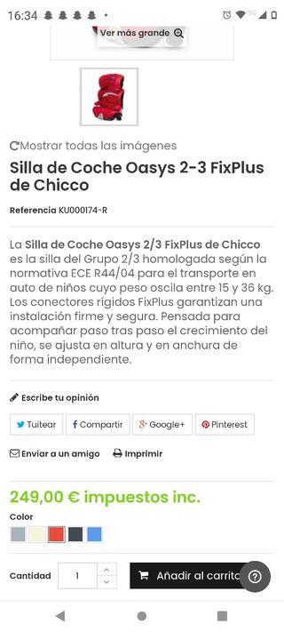 URGE lote Dos sillas auto Chicco modelo oasys2.3