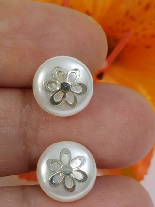 Pendientes perla y flor De Plata De Ley 925