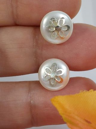 Pendientes perla y flor De Plata De Ley 925