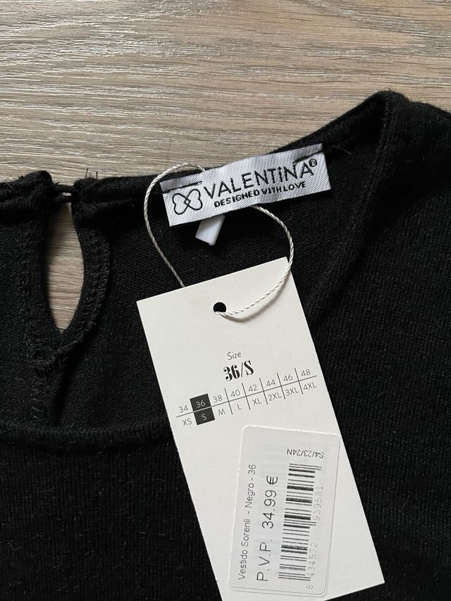 Vestido negro corto punto Valentina