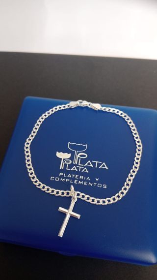 Pulsera De cruz en plata de ley