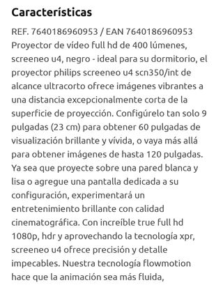 Proyector Philips U4 tiro ultracorto