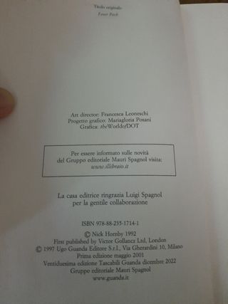 Libro Nick Hornby febbre al 90°