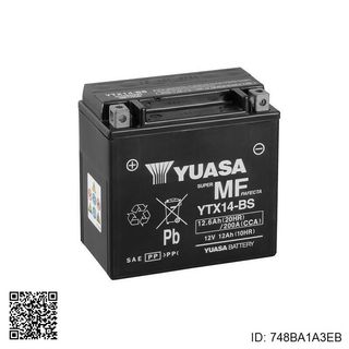 Batería de moto con electrolito YTX14-BS 748B