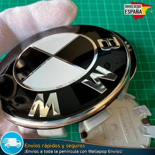 X4 Tapacubos BMW 68mm Cubrebujes Blanco y Negro