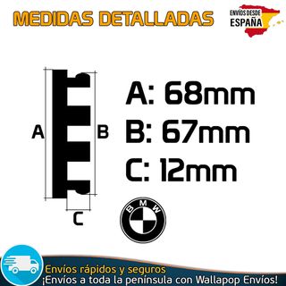X4 Tapacubos BMW 68mm Cubrebujes Blanco y Negro