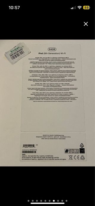 Apple iPad 10.2 (9* Generaciòn)