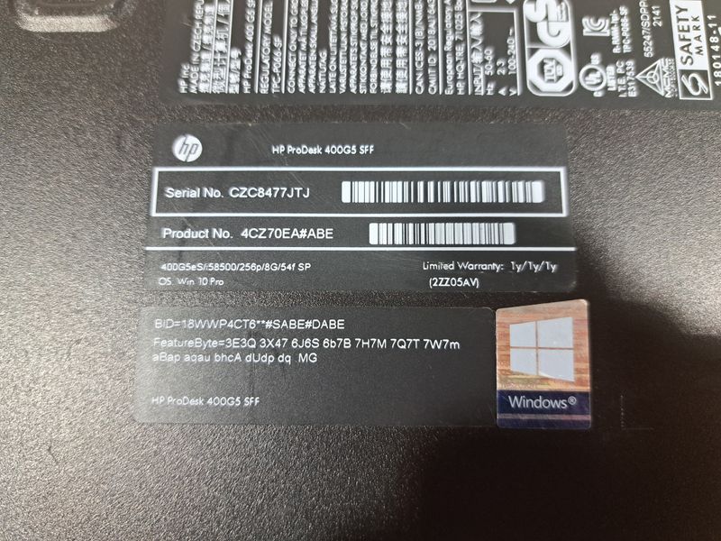 Ordenador HP Prodesk 400 G3 G5400 8GB 256SSD 500GB afbeelding 5