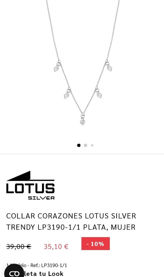 Collar LOTUS SILVER corazones. SIN ESTRENAR.