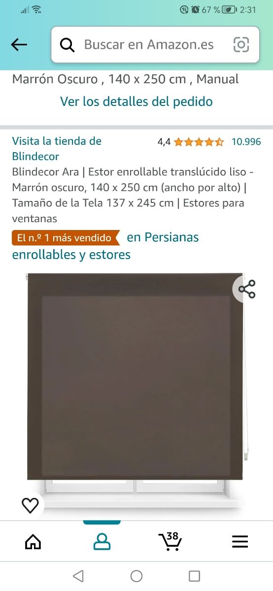 Varios estores marrón, gris y beige